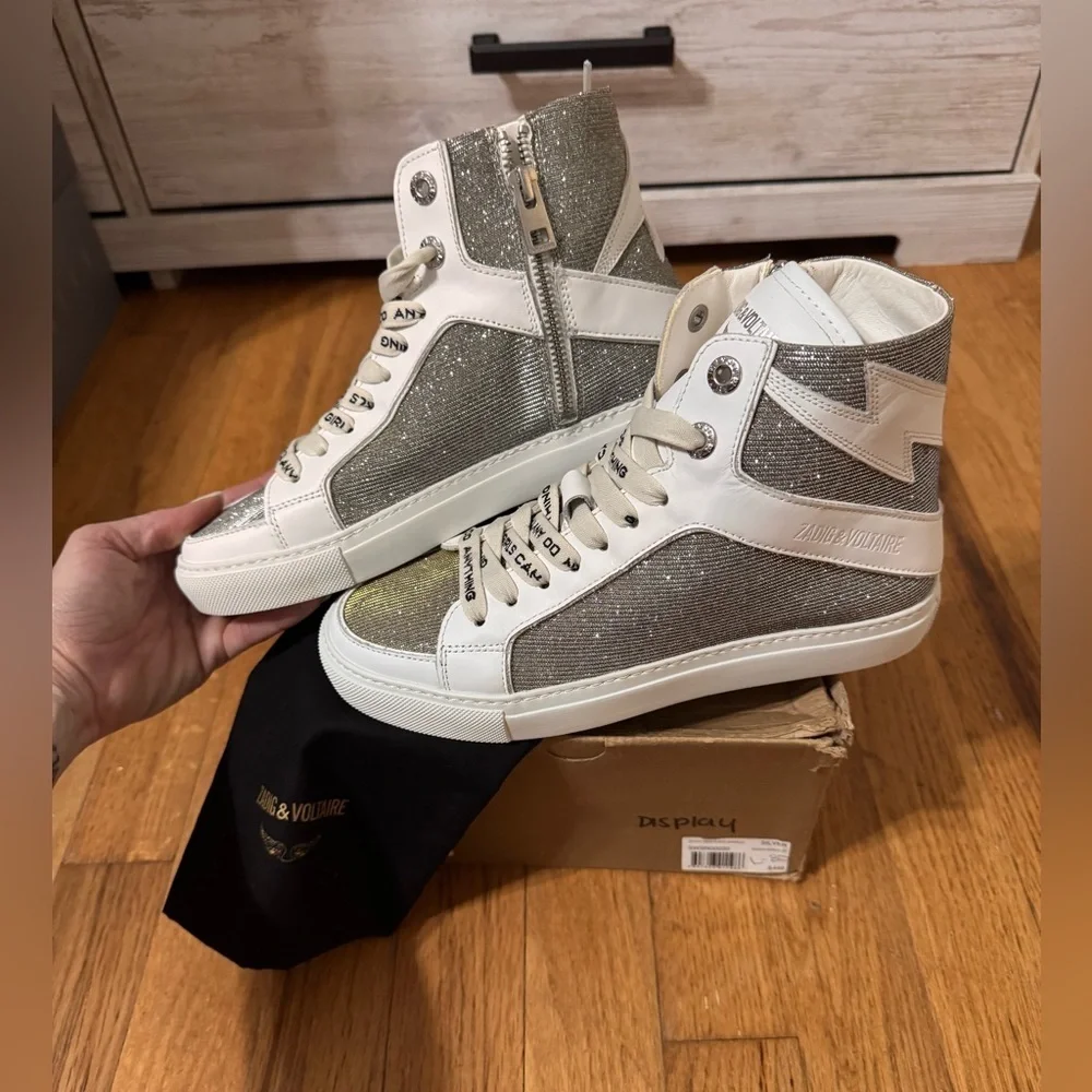ZADIG & VOLTAIRE ZV1747 High Flash Glittery Sneakers size 36 - Picture 6 of 12